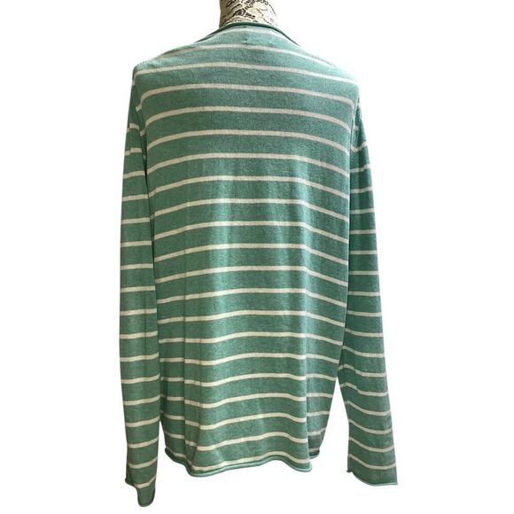 Brooks brothers red fleece horizontal white stripes green sweater XL - Picture 3 of 5